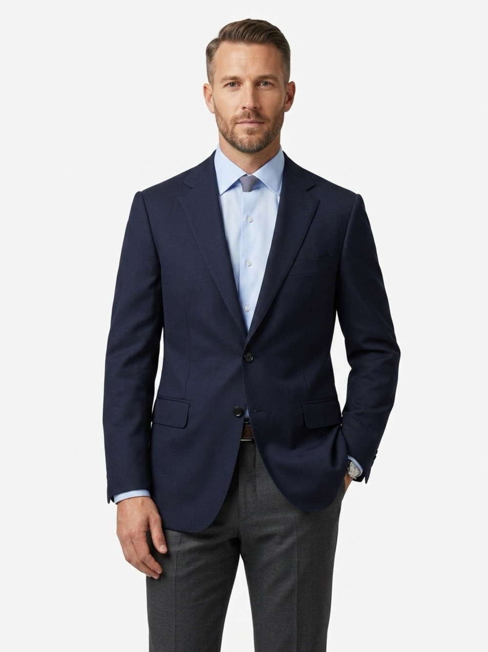 Oxxford Clothes Blazer 2 Button Notch Crown Cashmere Navy 50L